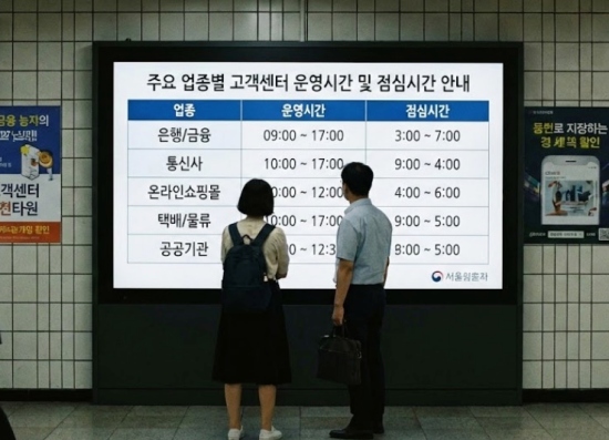 주요 업종별 고객센터 운영시간 및 점심시간 안내