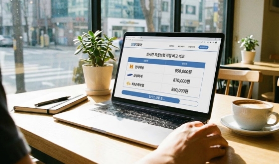 보험다모아 홈페이지에서 다이렉트 자동차보험료를 실시간으로 비교하는 화면