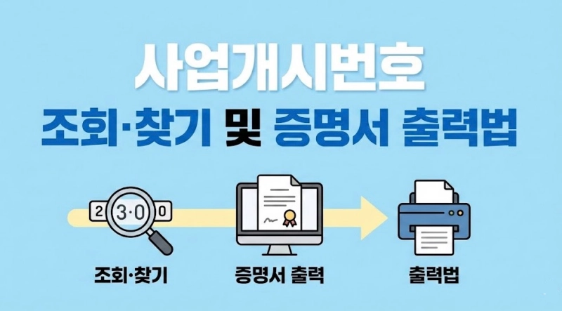 사업개시번호 조회·찾기 및 증명서 출력법
