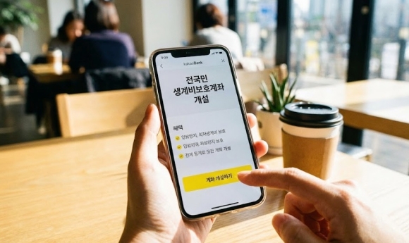 카카오뱅크 앱에서 전국민 생계비보호계좌를 개설하는 화면 예시