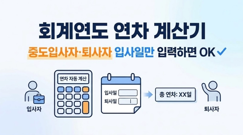 회계연도 연차 계산기|중도입사자·퇴사자 입사일