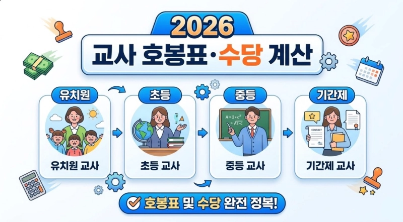 2026 교사 호봉표・수당 계산:(+유치원·초등·중등·기간 교사)