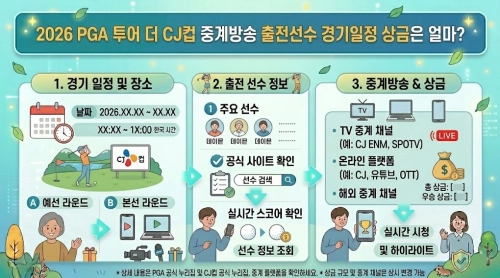 2026 PGA 투어 더 CJ컵 중계방송 출전선수 경기일정 상금 요약