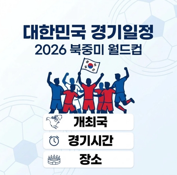 대한민국 경기일정 2026 북중미 월드컵 한국 경기일정