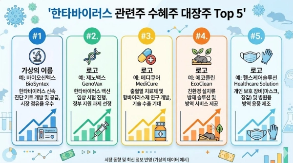 한타바이러스 관련주 수혜주 대장주 Top 5 요약