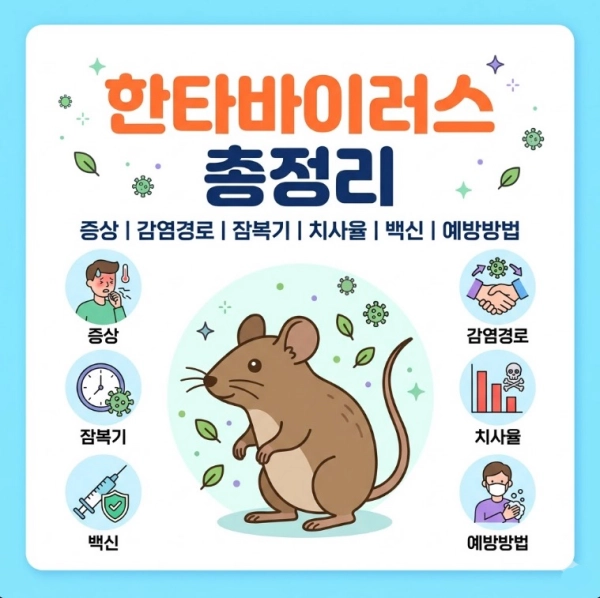 한타바이러스 증상 감염경로 잠복기 치사율 백신 예방방법 총정리